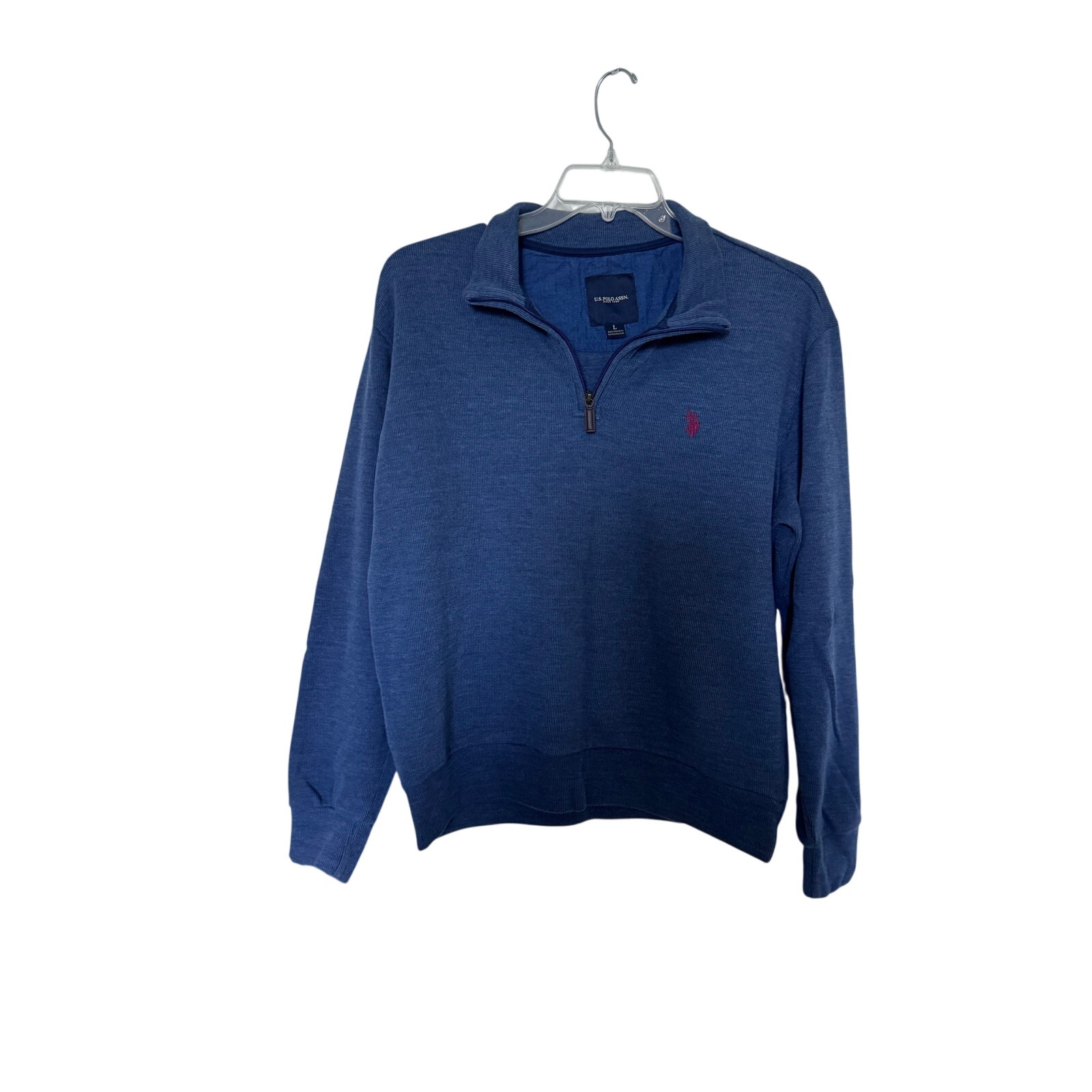 Us Polo Association Active Blue Cotton Blend 1/4 Zip High Neck Sweatshirt L